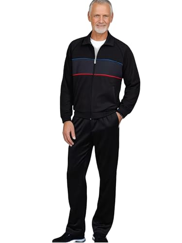 Herbold Sportswear Herren Trainingsanzug Freizeitanzug Jogginganzug Kontrasteinsatz (DE/NL/SE/PL, Alphanumerisch, XL, Regular, Regular, schwarz) von Herbold Sportswear