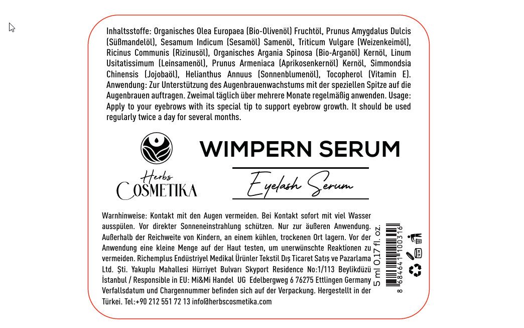 Herbs Cosmetica Wimpernserum Wimpernserum – stärkt pflegt & verlängert die Wimpern, 5 ml, Pflegendes Wimpernserum mit Argan-, Rizinus- und Mandelöl Herbs Cosmetica Wimpernserum Wimpernserum – stärkt pflegt & verlängert die Wimpern, 5 ml, Pflegendes Wimpernserum mit Argan-, Rizinus- und Mandelöl von Herbs Cosmetica