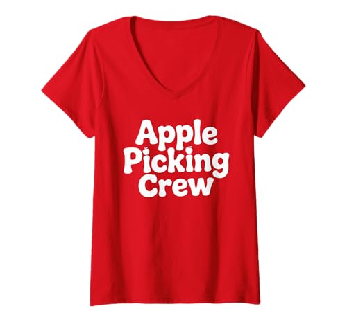 Damen Apfelpflücken Truppe Apfelpflücken Crew T-Shirt mit V-Ausschnitt Damen Apfelpflücken Truppe Apfelpflücken Crew T-Shirt mit V-Ausschnitt von Herbst Apfelpflücken Saison