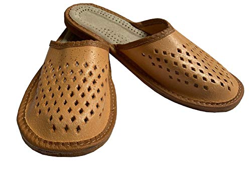 Herren Hausschuhe Lederpantoffel Schuhe aus Leder Pantoletten Schlappen mit Leder-Innensohle Herrenhausschuhe Größe 40,41,42,43,44,45,46 (40) von Herby