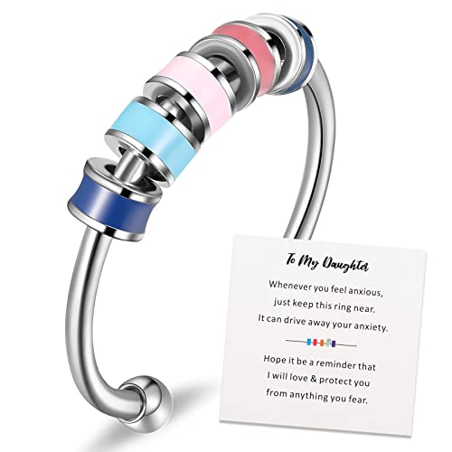 Emaille Angst Ring Edelstahl Verstellbarer Zappelring Offener Ring mit Perlen Anti Stress Zappeln Spinner Ringe mit Mehrfarbigen Perlen für Damen Herren Angst Linderung (Klassischer Stil) von Herdear