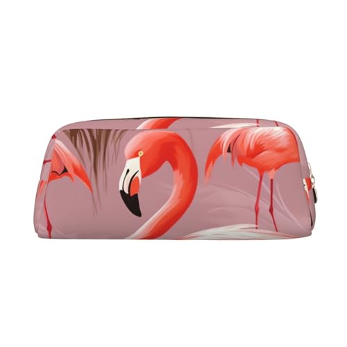 Federmäppchen, Flamingo, Leder, tragbar, Schreibwaren-Organizer, Stiftehalter, Make-up-Tasche mit Reißverschluss, gold, Einheitsgröße, Kosmetiktasche von HerfsT