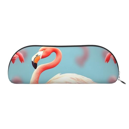 Federmäppchen, Flamingo, Leder, tragbar, Schreibwaren-Organizer, Stiftehalter, Make-up-Tasche mit Reißverschluss, silber, Einheitsgröße, Kosmetiktasche von HerfsT