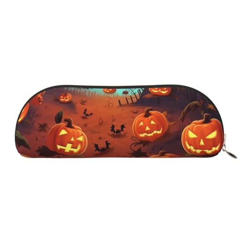 Federmäppchen, Halloween, Leder, tragbar, Schreibwaren-Organizer, Stiftehalter, Make-up-Tasche mit Reißverschluss, gold, Einheitsgröße, Kosmetiktasche von HerfsT