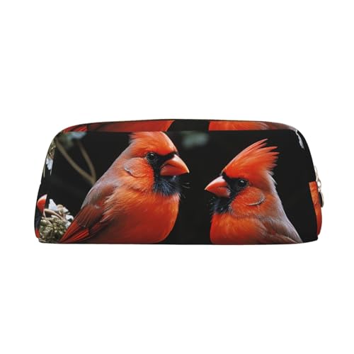 Federmäppchen, Motiv: Cardinals, Vögel, Fauna, Wildleder, tragbar, Schreibwaren-Organizer, Stiftehalter, Make-up-Tasche mit Reißverschluss, gold, Einheitsgröße, Kosmetiktasche von HerfsT