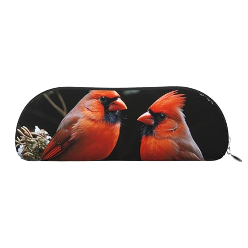 Federmäppchen, Motiv: Cardinals, Vögel, Fauna, Wildleder, tragbar, Schreibwaren-Organizer, Stiftehalter, Make-up-Tasche mit Reißverschluss, silber, Einheitsgröße, Kosmetiktasche von HerfsT