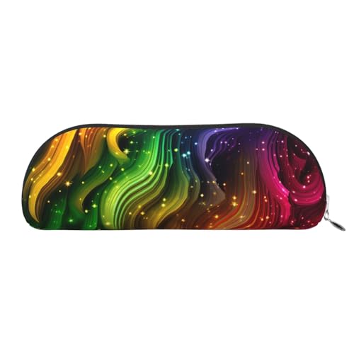 Federmäppchen, Regenbogenfarben, bunt, Leder, tragbar, Schreibwaren-Organizer, Stiftehalter, Make-up-Tasche mit Reißverschluss, silber, Einheitsgröße, Kosmetiktasche von HerfsT