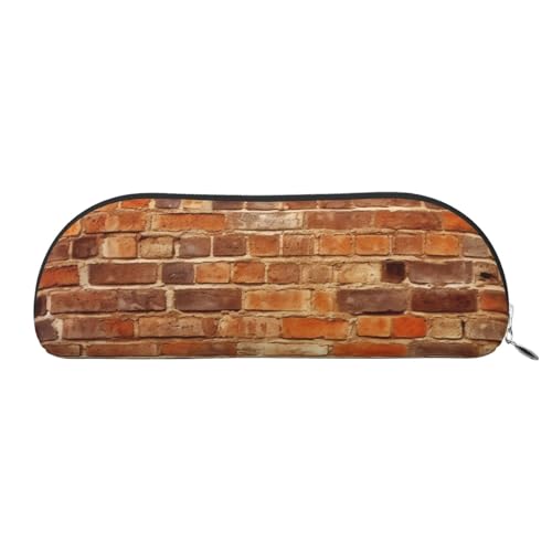 Federmäppchen, industrielle Ziegelwand, Hintergrund, Leder, Federmäppchen, tragbar, Schreibwaren-Organizer, Stiftehalter, Make-up-Tasche mit Reißverschluss, silber, Einheitsgröße, Kosmetiktasche von HerfsT