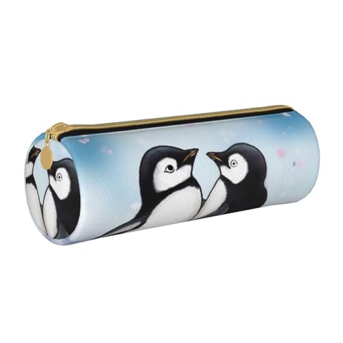 I Love Penguins Federmäppchen, Leder, tragbar, Schreibwaren-Organizer, Stiftehalter, Make-up-Tasche mit Reißverschluss, I Love Pinguine, Einheitsgröße, Kosmetiktasche von HerfsT