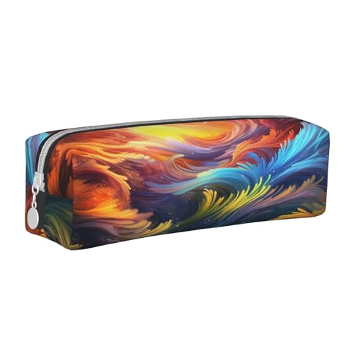 Interior Palace Architektur Vintage bedrucktes Federmäppchen Leder Federmäppchen Tragbare Schreibwaren Organizer Bleistifthalter Make-up-Tasche mit Reißverschluss, Rainbow Ocean, Einheitsgröße, von HerfsT