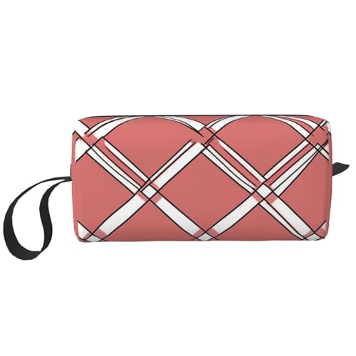 Make-up-Tasche für Damen, 3D-Glatzenadler, große Kapazität, Kosmetiktasche, tragbare Kulturbeutel, Reiseaufbewahrung, Gittergitter Pink Romance, Einheitsgröße von HerfsT