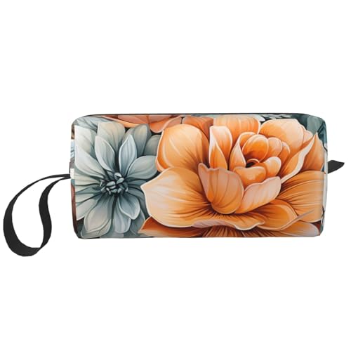 Make-up-Tasche für Damen, Palmen und Segelboote, große Kapazität, Kosmetiktasche, tragbare Kulturbeutel, Reiseaufbewahrung, Aquarell-Blumenstrauß, Einheitsgröße von HerfsT