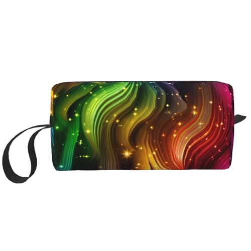 Make-up-Tasche für Damen, Regenbogenfarben, bunt, großes Fassungsvermögen, tragbare Kulturbeutel, Reiseaufbewahrung, Regenbogenfarben, Einheitsgröße von HerfsT