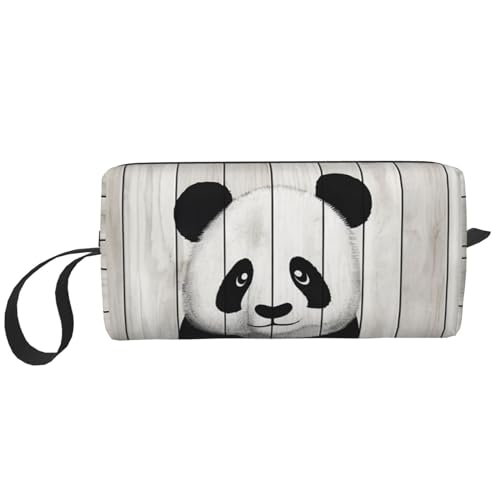 Make-up-Tasche für Damen, Schildkröte im blauen Wasser, große Kapazität, Kosmetiktasche, tragbare Kulturbeutel, Reiseaufbewahrung, Weißer Holz-Panda, Einheitsgröße von HerfsT