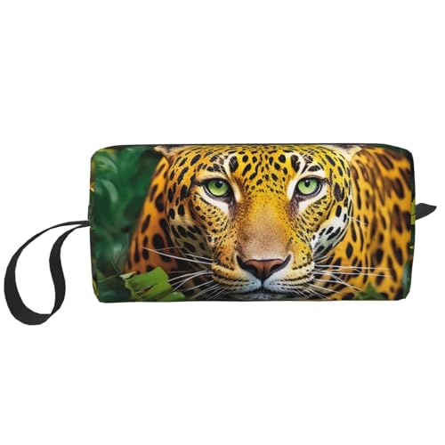 Make-up-Tasche für Damen, Zebra-Dschungel, große Kapazität, tragbare Kulturbeutel, Reiseaufbewahrung, Dschungel-Leopardenmuster, Einheitsgröße von HerfsT