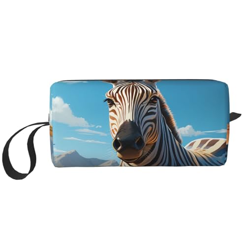 Make-up-Tasche für Damen, Zebra-Dschungel, große Kapazität, tragbare Kulturbeutel, Reiseaufbewahrung, Zebra-Dschungel, Einheitsgröße von HerfsT