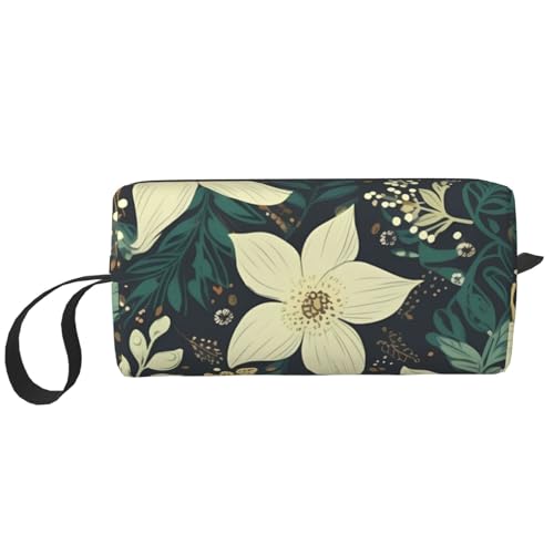 Make-up-Tasche für Damen, frische Zitrone, große Kapazität, tragbare Kulturbeutel, Reiseaufbewahrung, Blumenmuster, Einheitsgröße von HerfsT