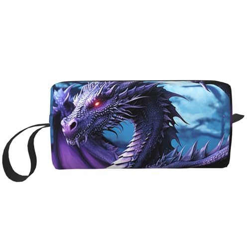 Make-up-Tasche für Damen, violett, Batikfärbung, große Kapazität, tragbare Kulturbeutel, Reiseaufbewahrung, Purple Dragon Purple Moon, Einheitsgröße von HerfsT