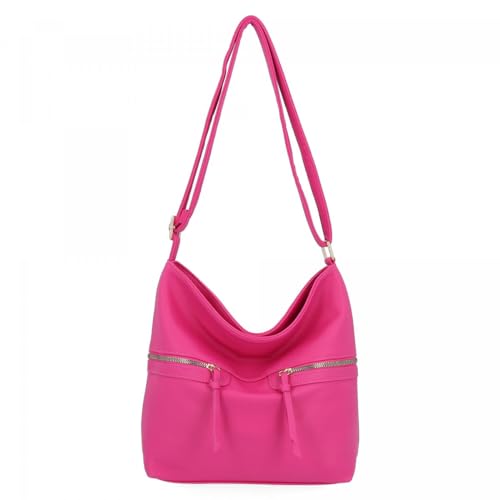 Herisson Tasche Damen - Umhängetasche Damen - Messenger Bag - Frauen Tasche - Crossbody Bag Damen Leder Imitation - Damentaschen Umhängetasche - Fuchsia von Herisson