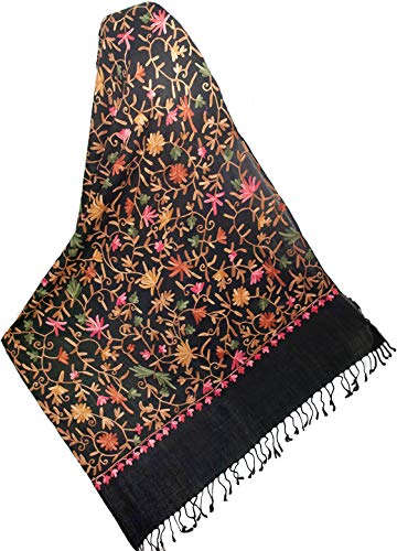 Heritage Trading damen Wollschal Embroide Mit Reben Blumen Pashmina Stil Kaschmir Ari medium: 82 zoll lang 28 zoll breit rosa, rot, schatten des orange shades of green & schatten des goldes von Heritage Trading