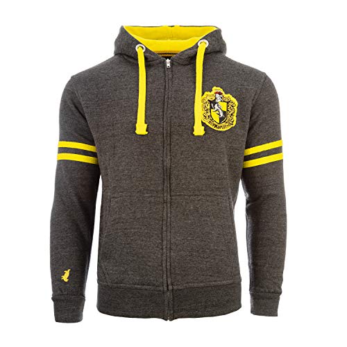 Harry Potter - Zip Hoodie - Hufflepuff Crest - CHARCOAL/YELLOW - XS von Heritage of Scotland