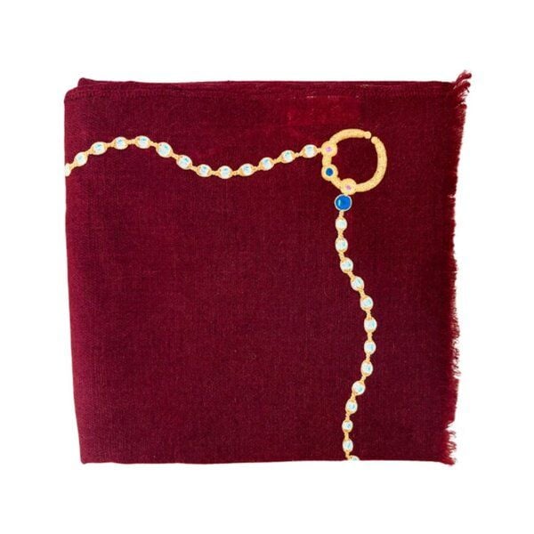 HeritageModa Burdgundy Handbestickte Kaschmir-Pashmina von HeritageModa
