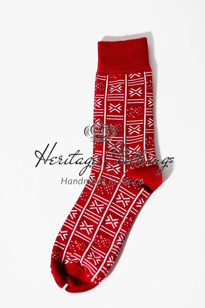 Benin Rote Und Weisse Socken von Heritageclothings