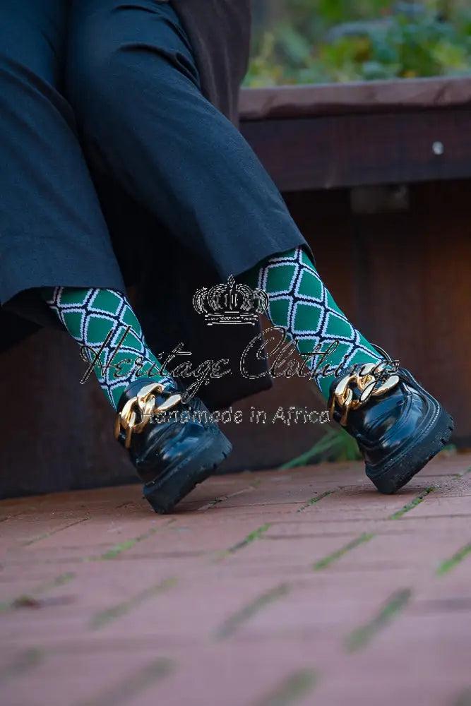 Eko Geometric Grün Socken von Heritageclothings