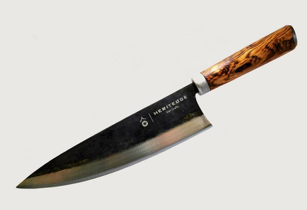 Heritedge Viet Crafts Long Classic - Küchenmesser, extrem scharfe Allzweckmesser aus Carbonstahl , mit eleganten ovalem Tamarinden Holzgriff , handgefertigt in Vietnam, 20 cm von Heritedge Viet Crafts