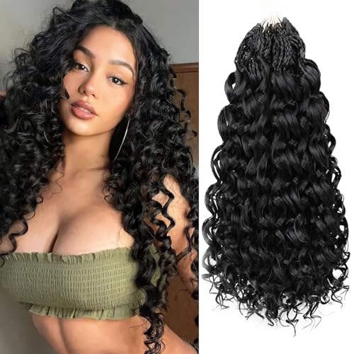 Herkeymidy GoGo Curl Crochet Hair 14Inch 8 Packs Pre looped Ocean Wave Crochet Hair Deep Twist Crochet Synthetic Braiding Hair for Women (1B, 18INCH) von Herkeymidy