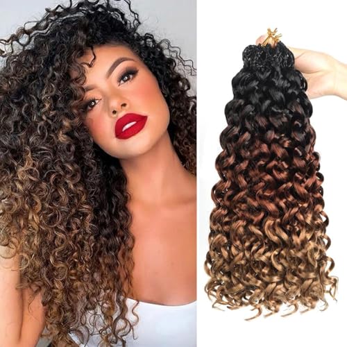 Herkeymidy GoGo Curl Crochet Hair 14Inch 8 Packs Pre looped Ocean Wave Crochet Hair Deep Twist Crochet Synthetic Braiding Hair for Women (1B/30/27, 18INCH) von Herkeymidy