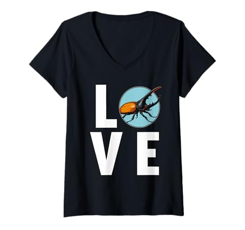 Damen Herkuleskäfer T-Shirt mit V-Ausschnitt Damen Herkuleskäfer T-Shirt mit V-Ausschnitt von Herkuleskäfer Tier Shop