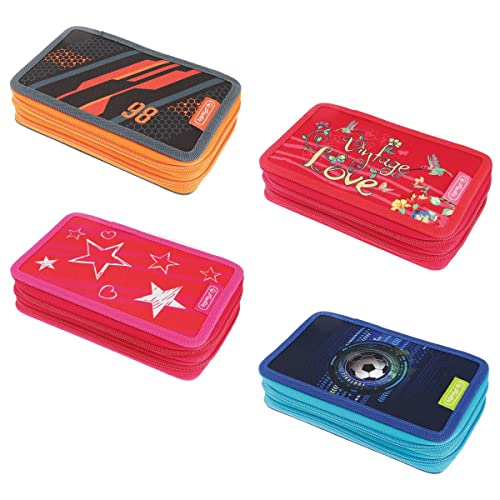 Herlitz® Schulmäppchen Zweikammer | Reißverschluss | Tasche Etui Organizer Kosmetiktasche Stifttube Stift Zubehör | Kinder Jugendliche Robust | Mix, Mix, Jeden Rozmiar, Mix von Herlitz