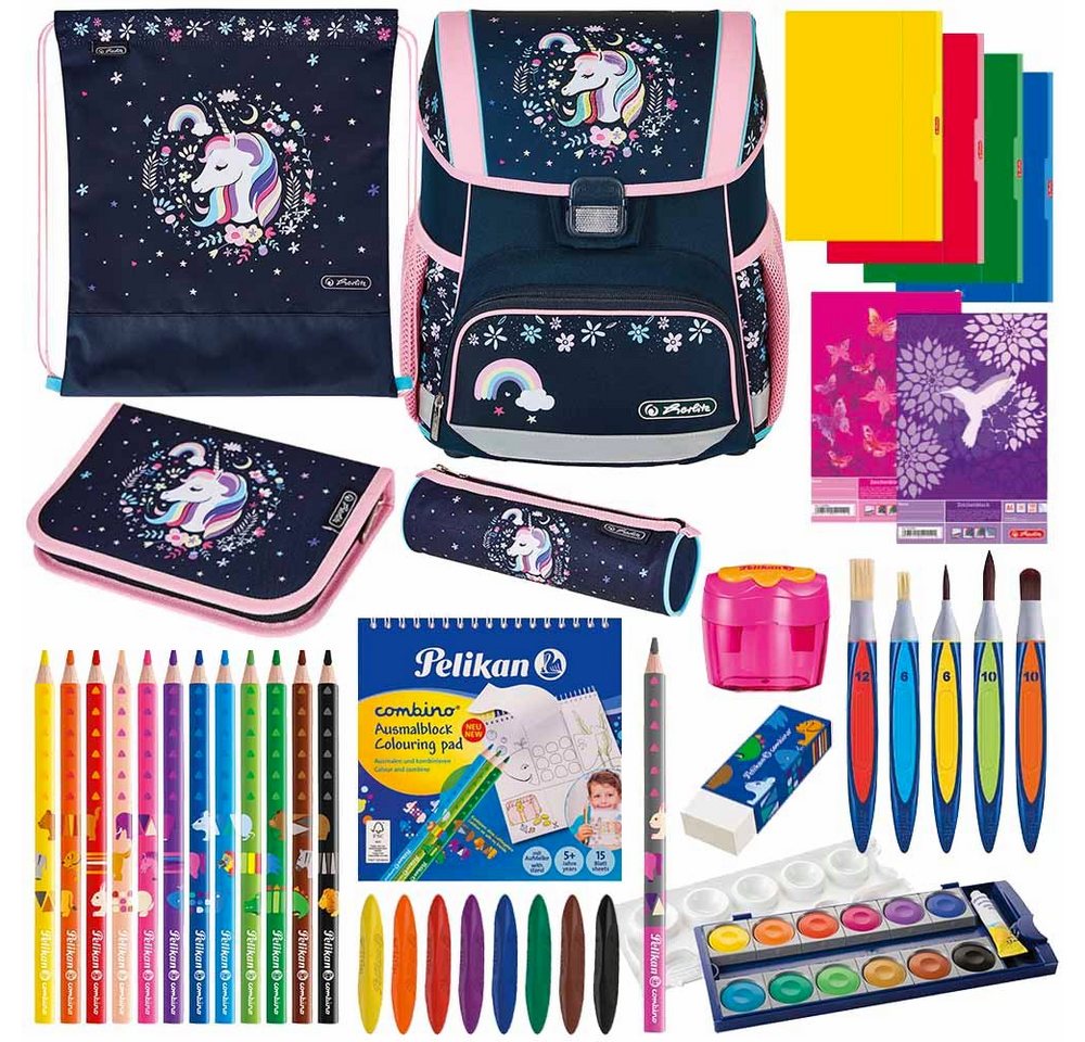 Herlitz Schulranzen Set Loop Plus 14-teilig Special Edition 2024 Mädchen Unicorn von Herlitz