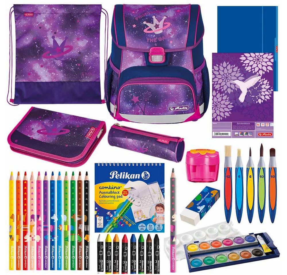 Herlitz Schulranzen Set Loop Plus 14-teilig Special Edition 2024 Mädchen Galaxy-Princess von Herlitz