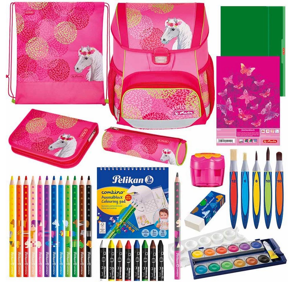 Herlitz Schulranzen Set Loop Plus 14-teilig Special Edition 2024 Mädchen Bloomy-Horses von Herlitz