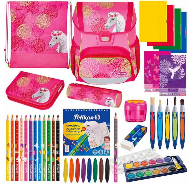 Herlitz Schulranzen Set Loop Plus 14-teilig 2025 Mädchen Bloomy Horse von Herlitz