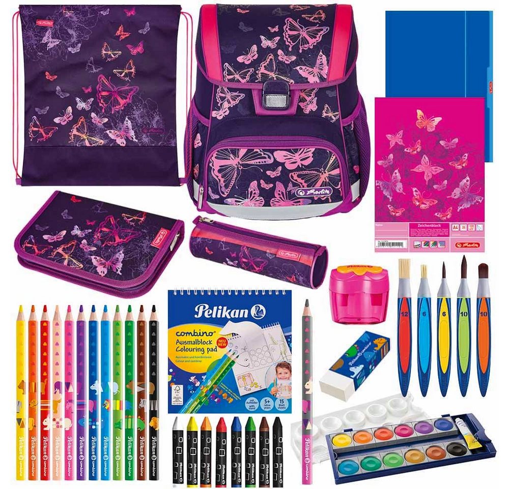 Herlitz Schulranzen Set Loop Plus 14-teilig Special Edition 2024 Mädchen Butterflies von Herlitz