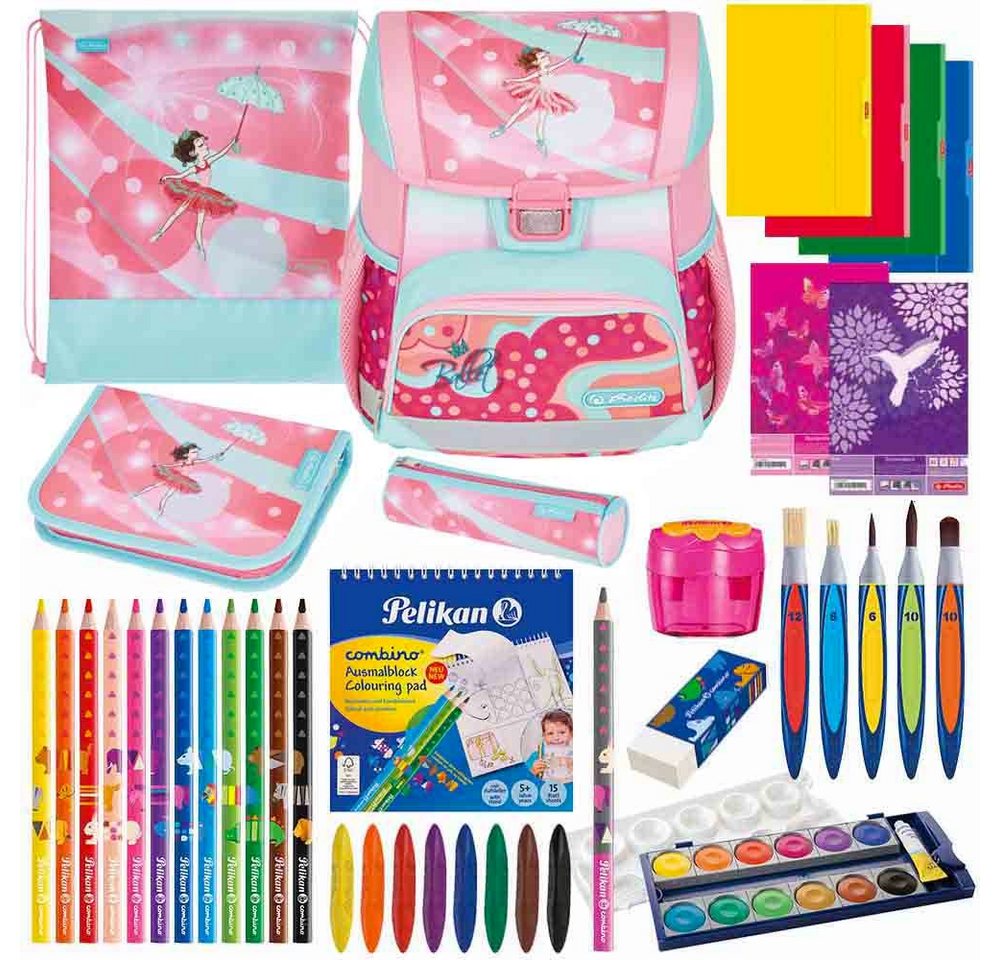 Herlitz Schulranzen Set Loop Plus 14-teilig Special Edition 2024 Mädchen Ballet Love von Herlitz