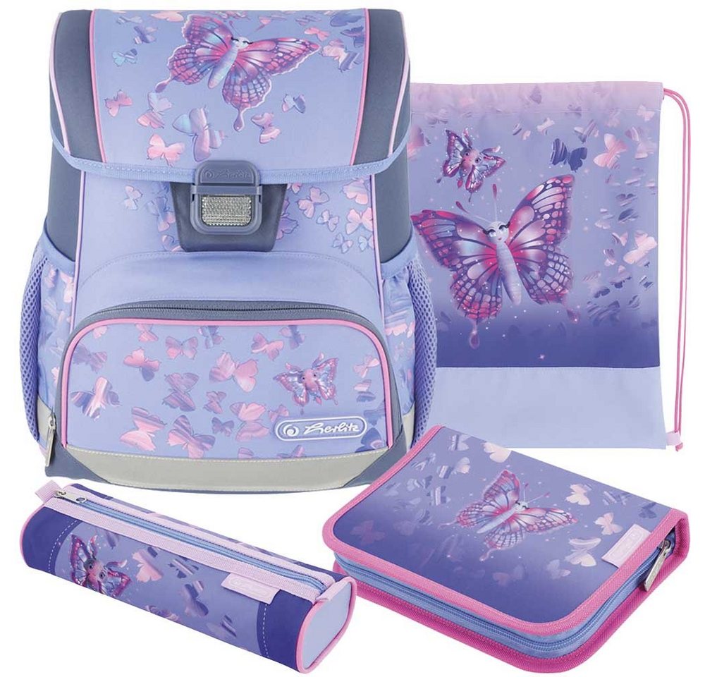 Herlitz Schulranzen Set Loop Plus 4-teilig 2024 Mädchen Butterfly Paradise von Herlitz