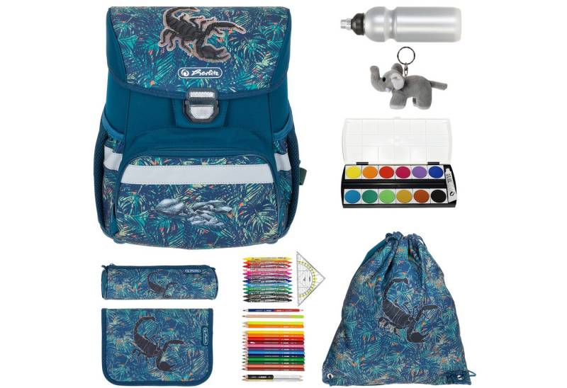 Herlitz Schulranzen Loop Plus Extra Jungen Mädchen leicht Schule (Set, Ranzen Mäppchen Füllung Faulenzer Beutel Flasche Farbkasten Anhänger), Schulmappe Schultasche Tornister 1. Klasse Grundschule 8 Teile efk v von Herlitz