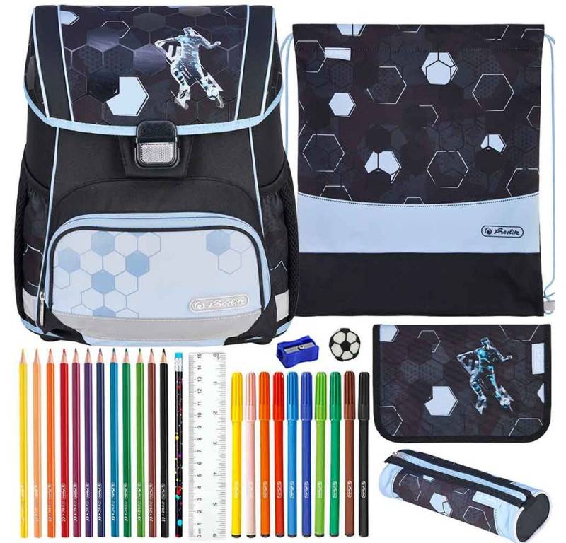 Herlitz Schulranzen Set Loop Plus 10-teilig 2025 Jungen Cyber Soccer von Herlitz