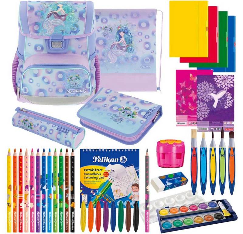 Herlitz Schulranzen Set Loop Plus 14-teilig 2024 Mädchen Mystic Mermaid von Herlitz