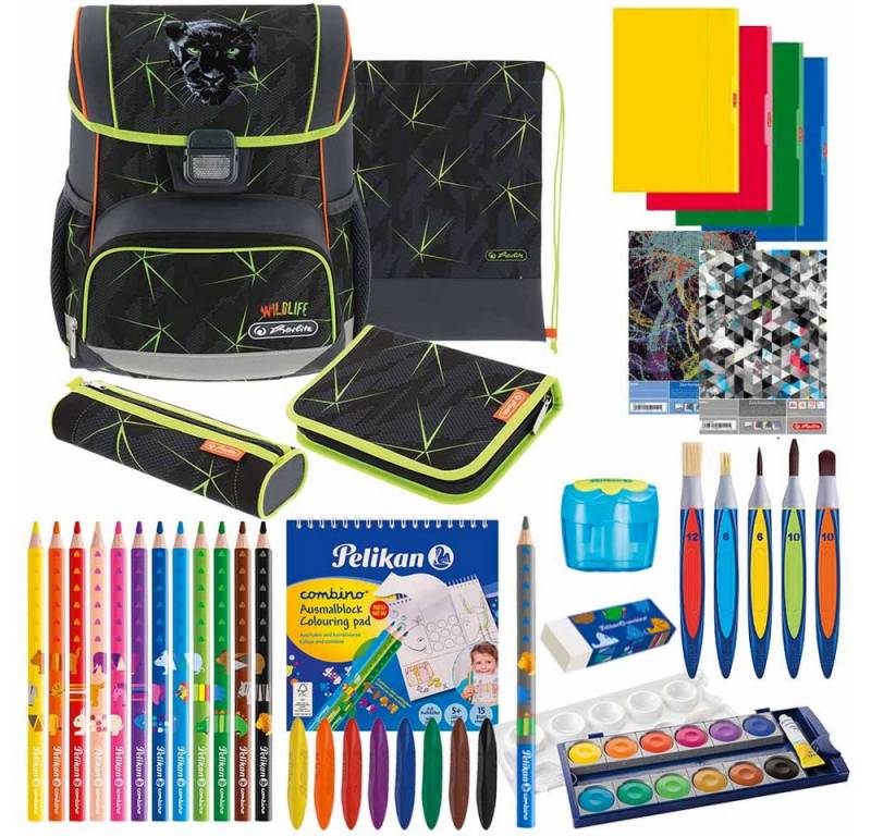 Herlitz Schulranzen Set Loop Plus 14-teilig Special Edition 2024 Jungen Wild Life von Herlitz