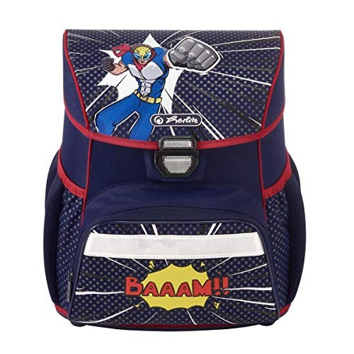 Herlitz Schulrucksack Loop Jugend Schulranzen Rückentasche | Volumen 16L | Herren Damen Unisex Sportlich | Für Studenten Alltag | Geräumig Haltbar | Comic Hero, Navy pers, Kinder von Herlitz
