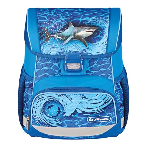Herlitz Unisex Kinder Loop Blue Shark Schulranzen, Multicoloured, M von Herlitz