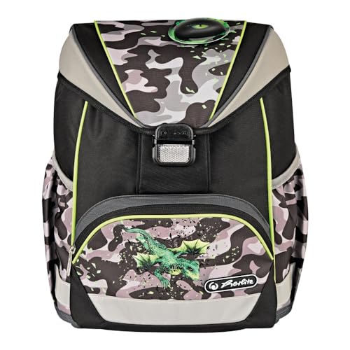 Herlitz Unisex Kinder Ultralight Camo Dragon Schulranzen, Multicoloured, M von Herlitz