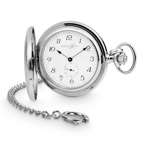 Hermann Jäckle - Freiburg Quarz Taschenuhr für Herren I edle Taschenuhr mit Quarz-Uhrwerk L45 I mit dezentraler Sekunde I Qualitätshandwerk inklusive Kette & Uhrenbox von Hermann Jäckle