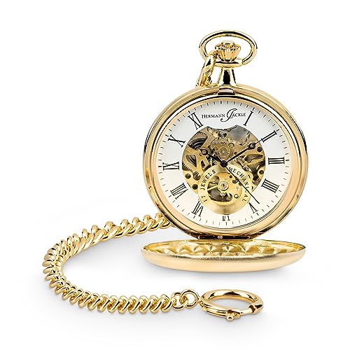Hermann Jäckle Heidelberg Vergoldet Klassische Taschenuhr | Mineralglas | Handaufzug Kette und Reiseetui von Hermann Jäckle