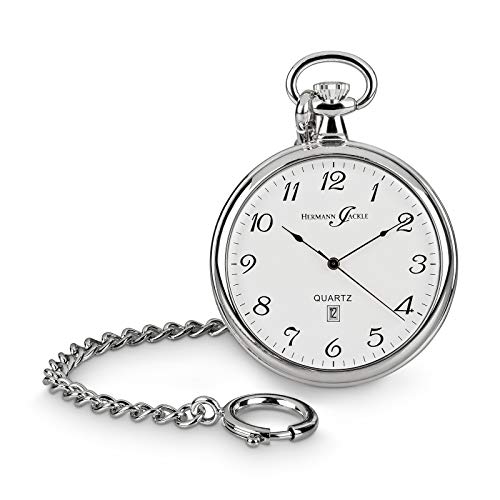 Hermann Jäckle Konstanz II Quarz Taschenuhr 47 mm mit Mineralglas, Kette und Reiseetui – Elegante Herrenuhr, präzises Quarzwerk, edles Design, ideal für Sammler und Liebhaber von Hermann Jäckle